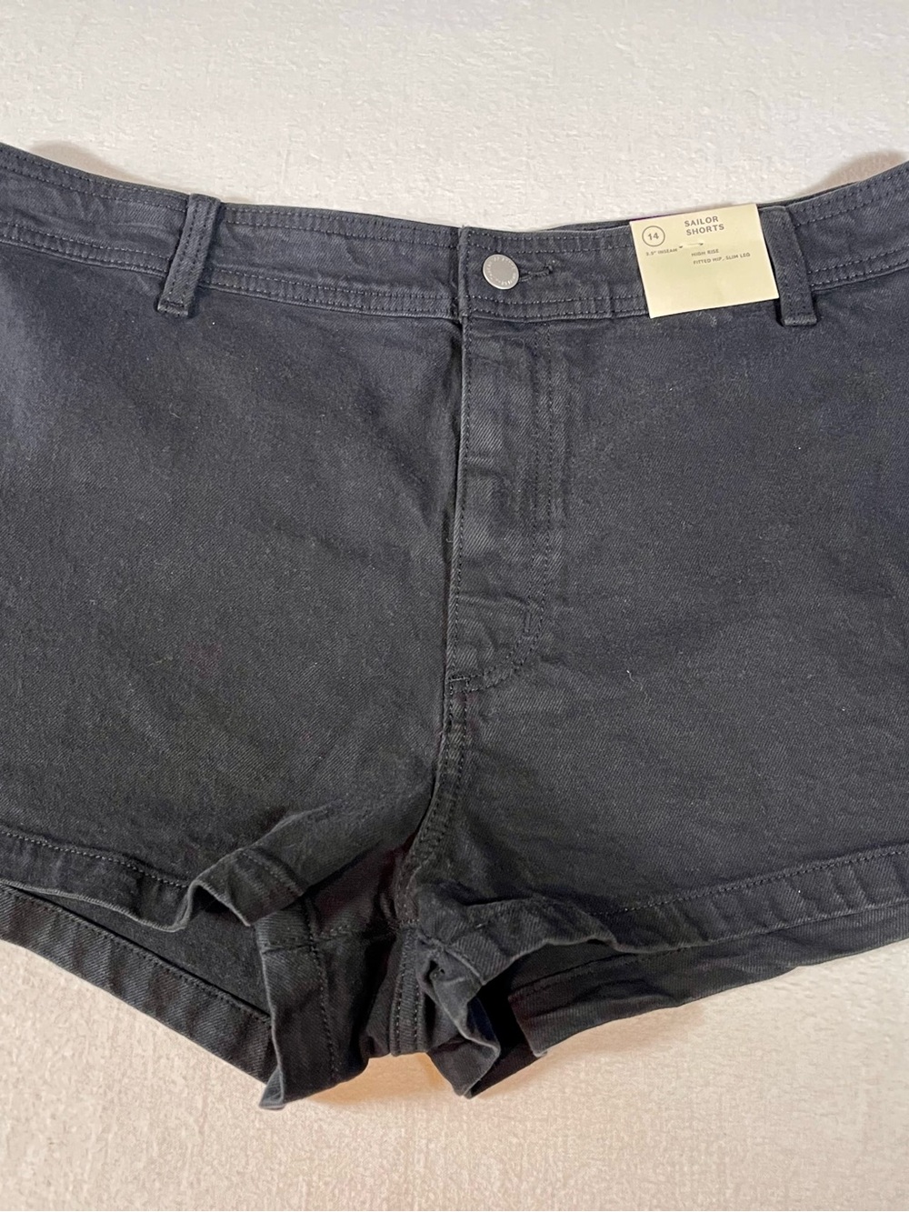 Universal Thread Women's Black High Waist Women's Sailor Denim Shorts Size 14